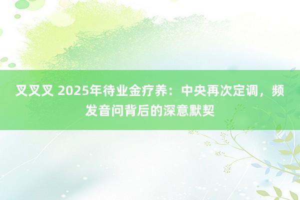 叉叉叉 2025年待业金疗养：中央再次定调，频发音问背后的深意默契