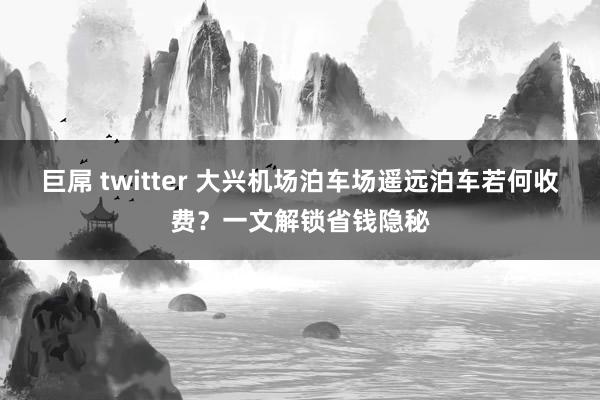 巨屌 twitter 大兴机场泊车场遥远泊车若何收费？一文解锁省钱隐秘