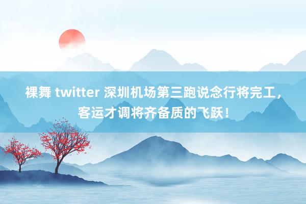 裸舞 twitter 深圳机场第三跑说念行将完工，客运才调将齐备质的飞跃！