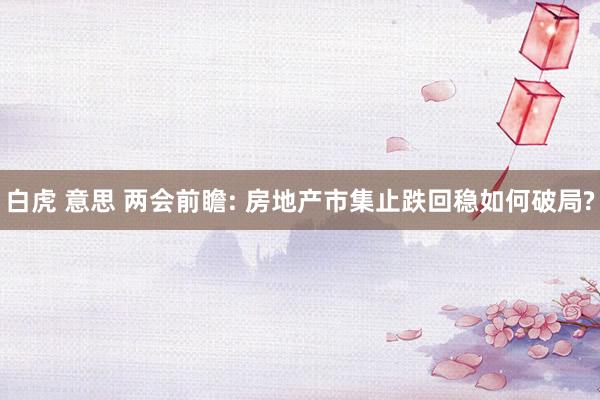 白虎 意思 两会前瞻: 房地产市集止跌回稳如何破局?