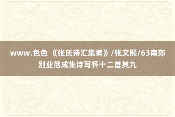 www.色色 《张氏诗汇集编》/张文熙/63南郊别业落成集诗写怀十二首其九
