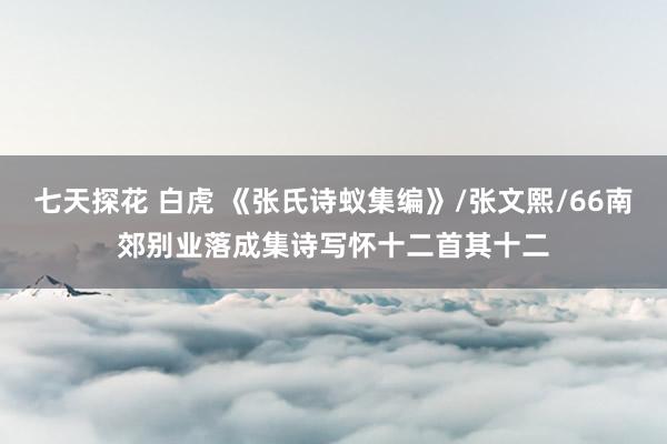 七天探花 白虎 《张氏诗蚁集编》/张文熙/66南郊别业落成集诗写怀十二首其十二